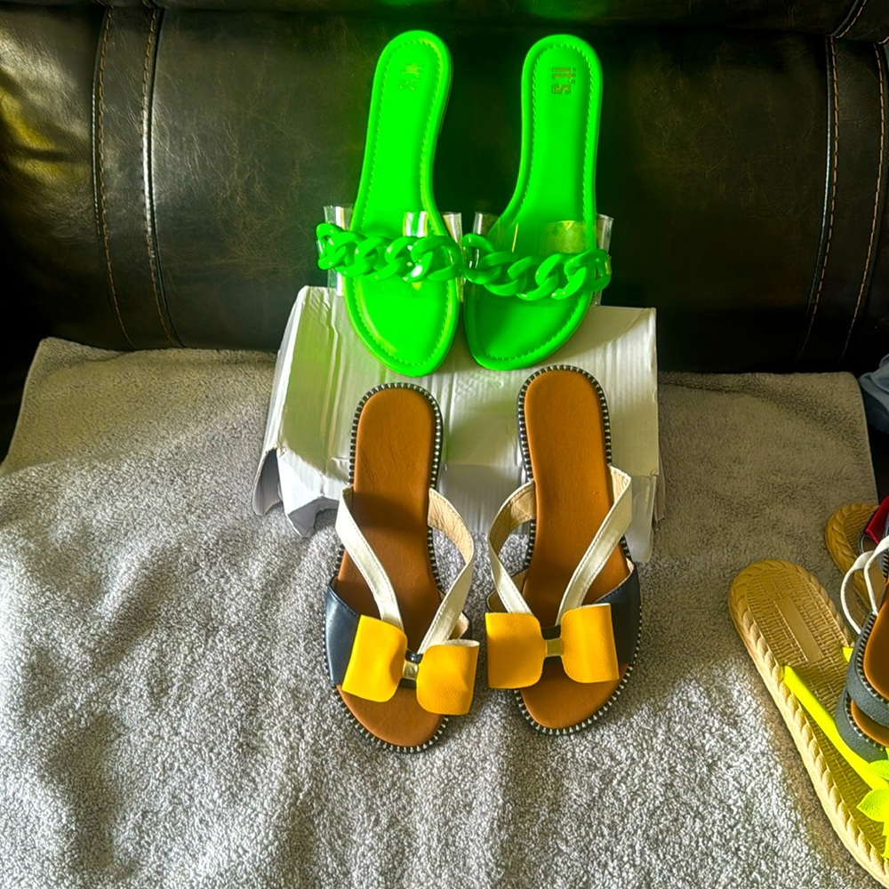 Summer sandals, one pair worn once next pair never worn before